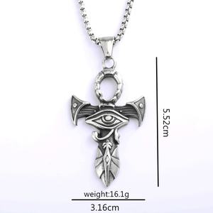 Yunnique - Collares con Colgante de Acero Inoxidable Personalizados para Hombre, Amuletos con Cruz Ankh Egipcia, Ojo de Horus, Mitología, Dos Tonos, Estilo Gótico - Product Image 5