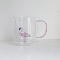 Tasse à café en verre borosilicate fait main, résistante à la chaleur, avec crabe 3D à l'intérieur, poignée colorée, motif créature marine mignonne, style Ins Viral