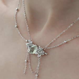 Collana con Pendente a Fiore in Zircone, Doppia Catena a Strati con <span class=keywords><strong>Rosario</strong></span>, <span class=keywords><strong>Gioielli</strong></span> Personalizzati in <span class=keywords><strong>Argento</strong></span> Sterling 925 per Donna, Vendita all'Ingrosso - Product Image 4