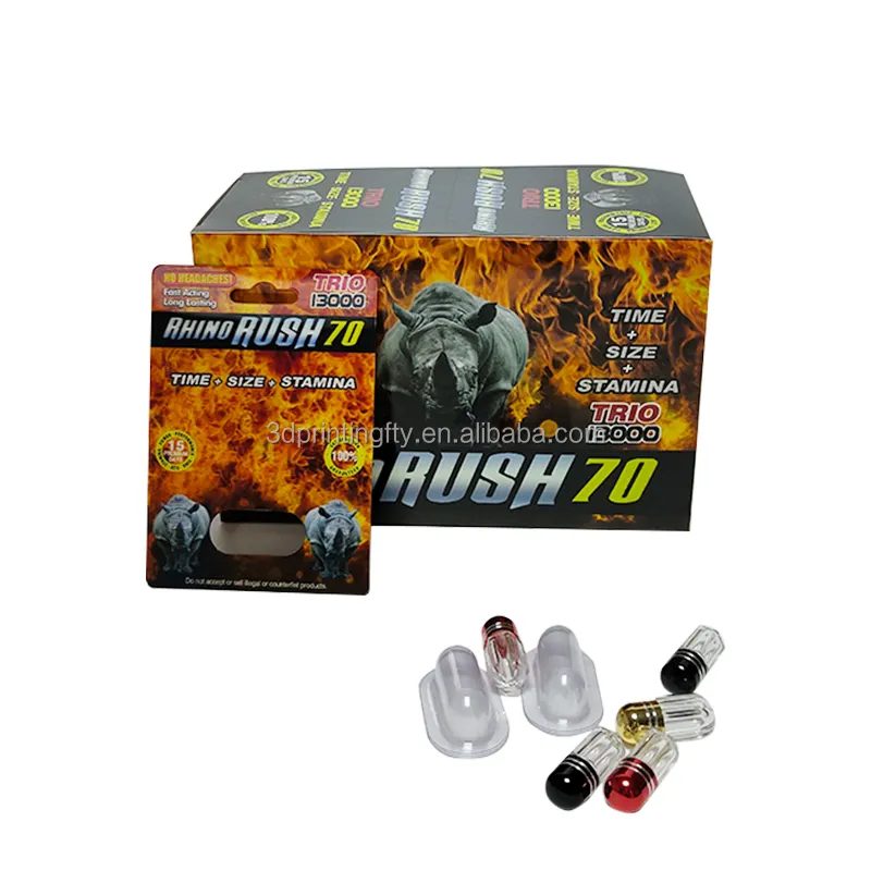 2022 Hot Rhino Pills Penis Enlargement Male Sexual Enhancement Pills Capsules Bottle Paper Card Display Box Packaging