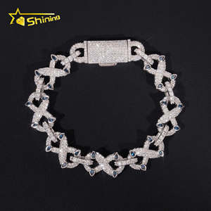 Solic Silver 925 Gold Plated Pass Diamond Tester Hip Hop Jewelry Custom Colored Moissanite Iced Out Cuban Link Chain Bracelet - Product Image 1