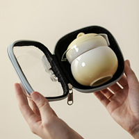 Service à thé en céramique pour voyage en plein air, créatif, souvenir, ensemble portable une tasse et une théière, cadeau en forme de gourde