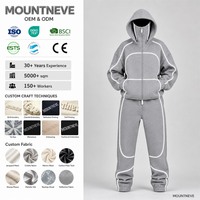 Ensemble de survêtement unisexe réfléchissant, coupe ample, avec capuche épaisse et fermeture éclair intégrale, pantalon de survêtement à jambe large en molleton épais, style Hip-Hop, personnalisable en usine