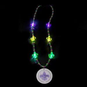 Party Supplies LED Light Up Mardi Gras Glowing Beaded Necklace