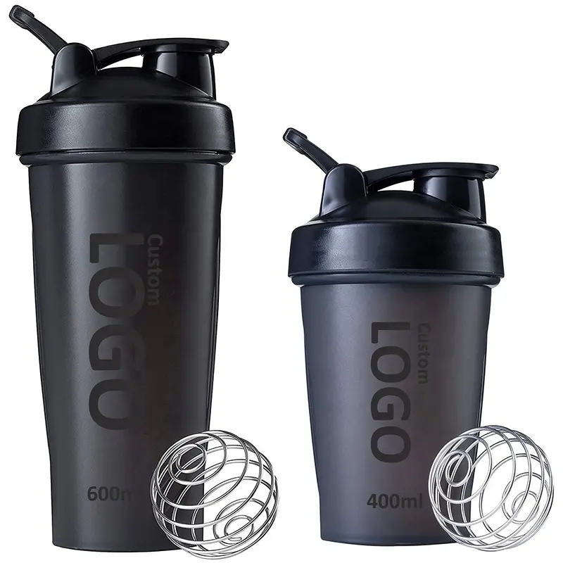 Venta al por mayor Shaker Cup logotipo personalizado 400ml 600ml entrenamiento Blender Shaker botella gimnasio proteína Shaker botellas muestra gratis