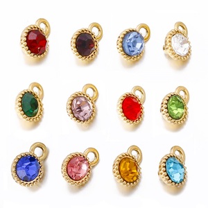 Stainless Steel 12 batu kelahiran jimat berlian imitasi kristal manik-manik liontin untuk Kalung Gelang Anting membuat perhiasan temuan - Product Image 1