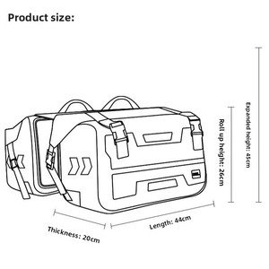 Sacoche de moto en PVC tendance 30L, étanche, réfléchissante, avec fermeture éclair, pour la conduite nocturne, double sacoche arrière, sans barres de traction - Product Image 3