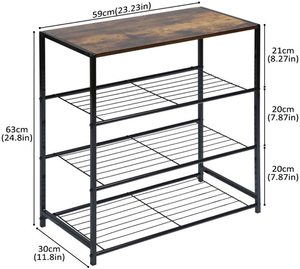<strong>Shoe</strong> Storage Shelf With MDF Top Board and 4-Tier Metal <strong>Shoe</strong> <strong>Rack</strong>, All-Metal <strong>Shoe</strong> Tower <strong>Rustic</strong> Brown - Product Image 4