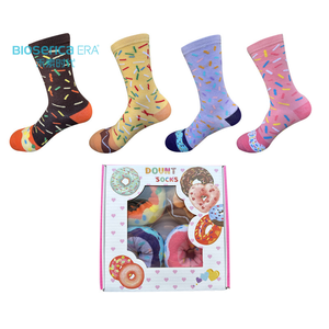 Chaussettes Bioserica Era Crew, motif donut amusant personnalisé pour femme, respirantes, anti-odeur, usage quotidien, avec logo sur le bord/corps de la chaussette, pour l'automne - Product Image 4