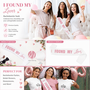 Écharpe de demoiselle d'honneur « J'ai trouvé mon amoureux » pour la Saint-Valentin, la fête prénuptiale, les décorations de fête pour future mariée, les cadeaux et les faveurs en satin - Product Image 6