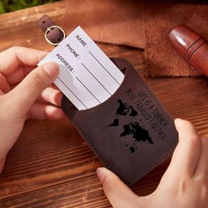 Personalized Engraved Genuine Leather Luggage <b>ID</b> <b>Tags</b>-Durable Modern Promotional Wedding Favors for Men - Product Image 4