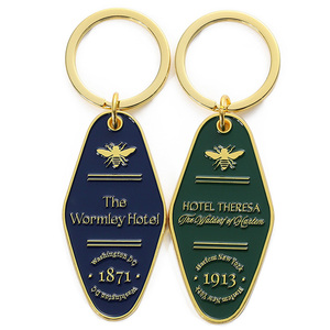 سلسلة مفاتيح جديدة وعصرية لعام <span class=keywords><strong>2026</strong></span> بتصميم مخصص ثنائي وثلاثي الأبعاد لغرف الفنادق، مطلية بالذهب ومزينة بالمينا بتصميم عتيق مع شعار الفندق - Product Image 3