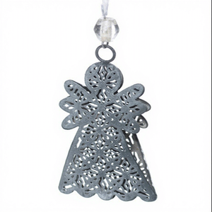 Ornements de Noël suspendus en métal vintage, en forme de fée, embossés - Product Image 1