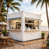 Café Conteneur Modulaire Préfabriqué en Acier à Conception Personnalisée, Boutique Éphémère de 10 pieds avec Fenêtre de Service Pliante