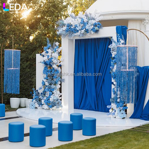 ฉากหลังงานแต่งงาน LEDA ตกแต่งงานอีเว้นท์ โครงประตูโค้ง PVC สีขาวทรงสี่เหลี่ยมทันสมัย ประดับด้วยดอกไม้สีฟ้า - Product Image 2
