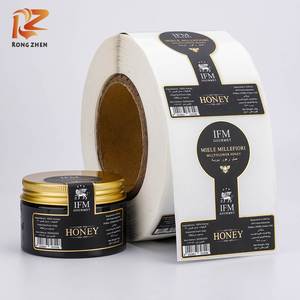 Etiquetas de Papel Autoadhesivas Ecológicas e Impermeables con Forma Irregular Personalizadas IFM GOURMET, con Estampado Dorado y Código de Barras para Envases de Miel - Product Image 4