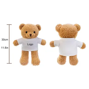 Urso de pelúcia macio com camiseta, brinquedo de pelúcia personalizado fofo com logotipo personalizado, ursinhos de pelúcia para promoções corporativas