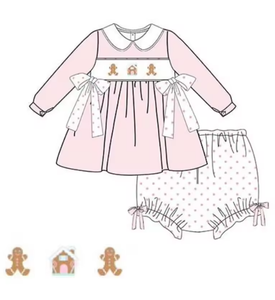 Conjunto de Pantalones y Vestido sin Mangas con Estampado Navideño para Bebés, Traje Ecológico con Diseño de Galleta de Jengibre - Product Image 3