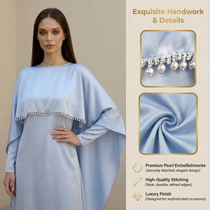 Caftán Azul Claro con Detalle de Hombros Superpuestos - Product Image 3