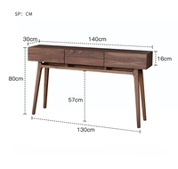 Console en bois massif MCM avec 3 tiroirs, meuble d'entrée, meuble de couloir, credenza, bureau de luxe en noyer pour projet de designer