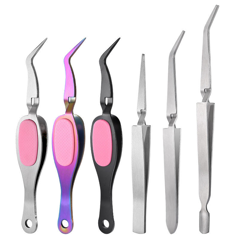 Factory Cheap Price Stainless Steel Eyebrow Tweezers Beauty Tool Curved Eyelash Tweezers