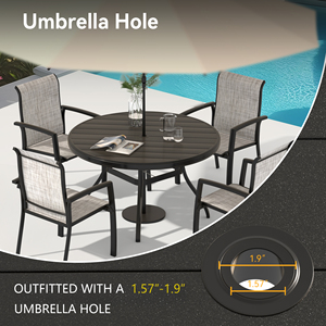 Patio Dining Set 5 Piece With 40.6 Inch Round Metal Table And 4 <b>Stackable</b> <b>Chairs</b> <b>Outdoor</b> Furniture For Deck Or Balcony - Product Image 4