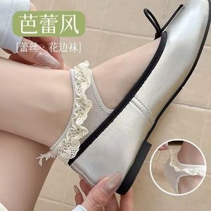 Lace Trimmed Boat <b>Socks</b> For Women Thin Breathable Solid Color Ballet Style <b>Socks</b> With Loafers And Flats Spring Summer Wear - Product Image 4