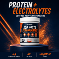 Poudre de protéines d'albumine d'œuf et d'électrolytes à marque privée OEM ODM, 5g de protéines par portion avec vitamine C, saveur pamplemousse, 300g