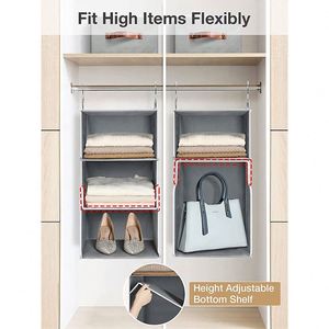 Organisateur de placard suspendu, flexible, se divise en 2, avec 3 tiroirs, étagères de rangement suspendues - Product Image 5