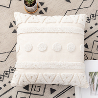 Housse de coussin à pompons, bohème, capitonnée, fabrication directe d'usine, personnalisée, géométrique, macramé, bohème, décoration de chaise, tissée blanche, 60