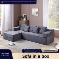 Sofá Cama en Forma de L Minimalista Italiano de Alta Densidad con Esponja, Cubierta de Pana, Reclinable y Móvil para Salas de Estar Pequeñas