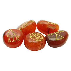 Cornaline Lot De 5 Élémentaire Trimestre Gravé en Pierre de Cristal Ensemble | Cornaline Reiki Ensemble De Runes - Product Image 2