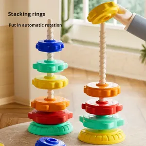 Giocattolo Educativo per Bambini, Cerchi Impilabili Girevoli Arcobaleno in Plastica per Neonati da 0-2 Anni - Product Image 2