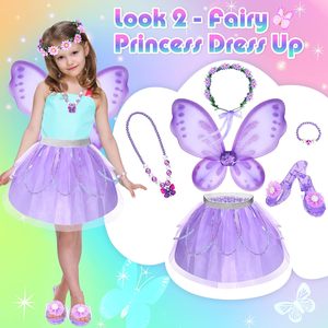 Set Vestito <span class=keywords><strong>Principessa</strong></span> <span class=keywords><strong>Unicorno</strong></span> con Perline e Stampa Floreale, con Tutù, Ali, Scarpe, Gioielli e Fascia per Capelli per Bambine e Bimbe Piccole - Set Regalo per il Gioco - Product Image 3