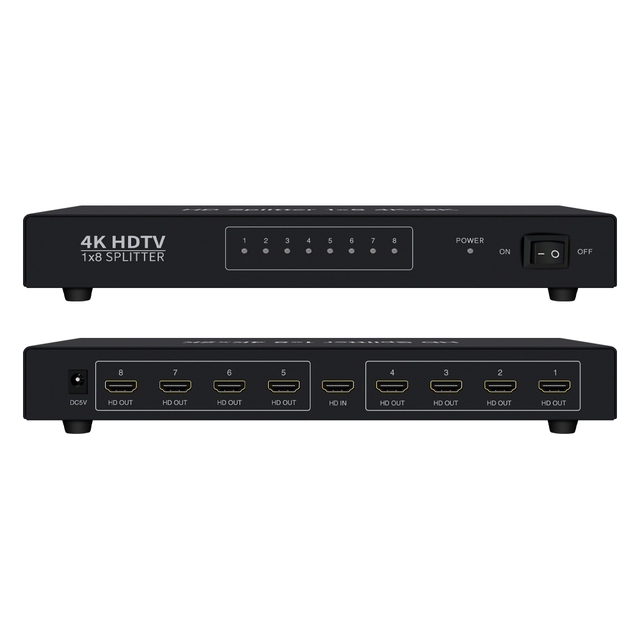 1x8 for HDMI Video Splitter & Converter 4K 30Hz Version 1Input & 8Output