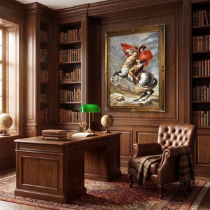 Reproduction de peinture à l'huile personnalisée faite à la main, Napoléon traversant les <span class=keywords><strong>Alpes</strong></span>, art néoclassique sur toile avec chevaux, pour la décoration de bureau ou de salle d'étude - Product Image 3