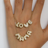 Collier DIY avec Nom en Zircone Collier Personnalisé Plaqué Or 18K avec Lettres Initiales Personnalisées
