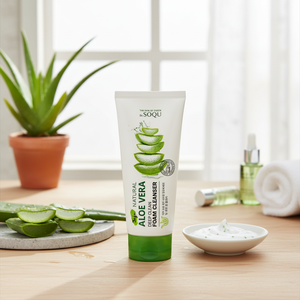SOQU JEJU Crema Limpiadora Facial Blanqueadora con Aloe Vera Natural 120ml Hecho en Corea, Nutritiva, Hidratante y Calmante - Product Image 3