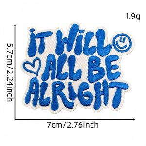 Parches Bordados Termoadhesivos con Tema de Palabras Positivas en Color Azul, Logotipo Personalizado, Venta de Fábrica - Product Image 4