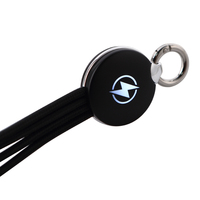 Kabel Data USB Type C Micro Keychain Logo LED Berkualitas Terbaik 3-in-1 Kabel Multi-Fungsi Pengisian Cepat dengan Anyaman Nilon