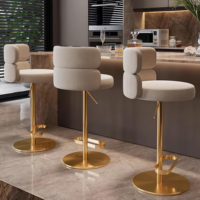 Chaise de bar pivotante réglable en acier inoxydable de luxe avec dossier rotatif - Utilisation commerciale moderne pour salle à manger, salon, maison, hôtel