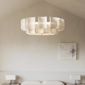 Lámpara colgante redonda estilo Wabi Sabi LED E27 blanca para sala de estar, dormitorio, comedor - Product Image 2