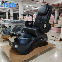 Chaise de massage pour les pieds noire Kisen Beauty Shop Salon Equipment, chaise de pédicure électrique de luxe avec pompe de vidange 110V 220V, USA