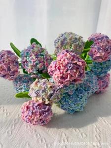 Crochet de <span class=keywords><strong>lana</strong></span> teñida satinada tejida a mano, ramo de flores de <span class=keywords><strong>hortensia</strong></span> de gran tamaño, decoración para uso doméstico o regalo - Product Image 3