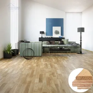 Plancher en bois d'ingénierie laqué mat plancher en bois dur en chêne blanc européen plancher en chêne d'ingénierie à 3 bandes