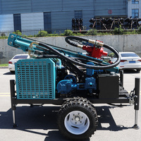 Plateforme de forage de puits d'eau SM300 300m sur roues, moteur diesel avec compresseur d'air et pompe à boue