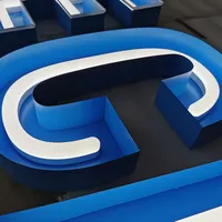 Letras de Canal Metálicas 3D Personalizadas con Iluminación Frontal, Riel Guía, Letrero de Neón Acrílico Sintético, Impermeable IP65, para Publicidad en Parques, Uso en Centros Comerciales y Señalización de Dirección