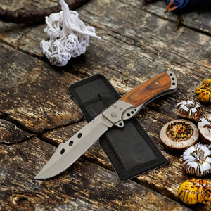 Couteau pliant en acier 3cr13 avec manche en bois, couteau utilitaire de haute qualité, outil de survie pliant pour l'extérieur, camping, chasse, outil EDC - Product Image 1