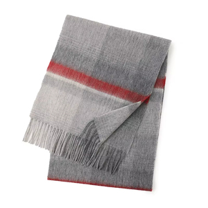 Bufanda a cuadros de mezcla de lana y cachemira con borde de borlas, chal largo a cuadros neutro para otoño - Product Image 2