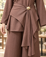 Ensemble robe haut de gamme couleur unie AW0321 – Vêtements musulmans islamiques tendance, hijabs, style décontracté pour le quotidien